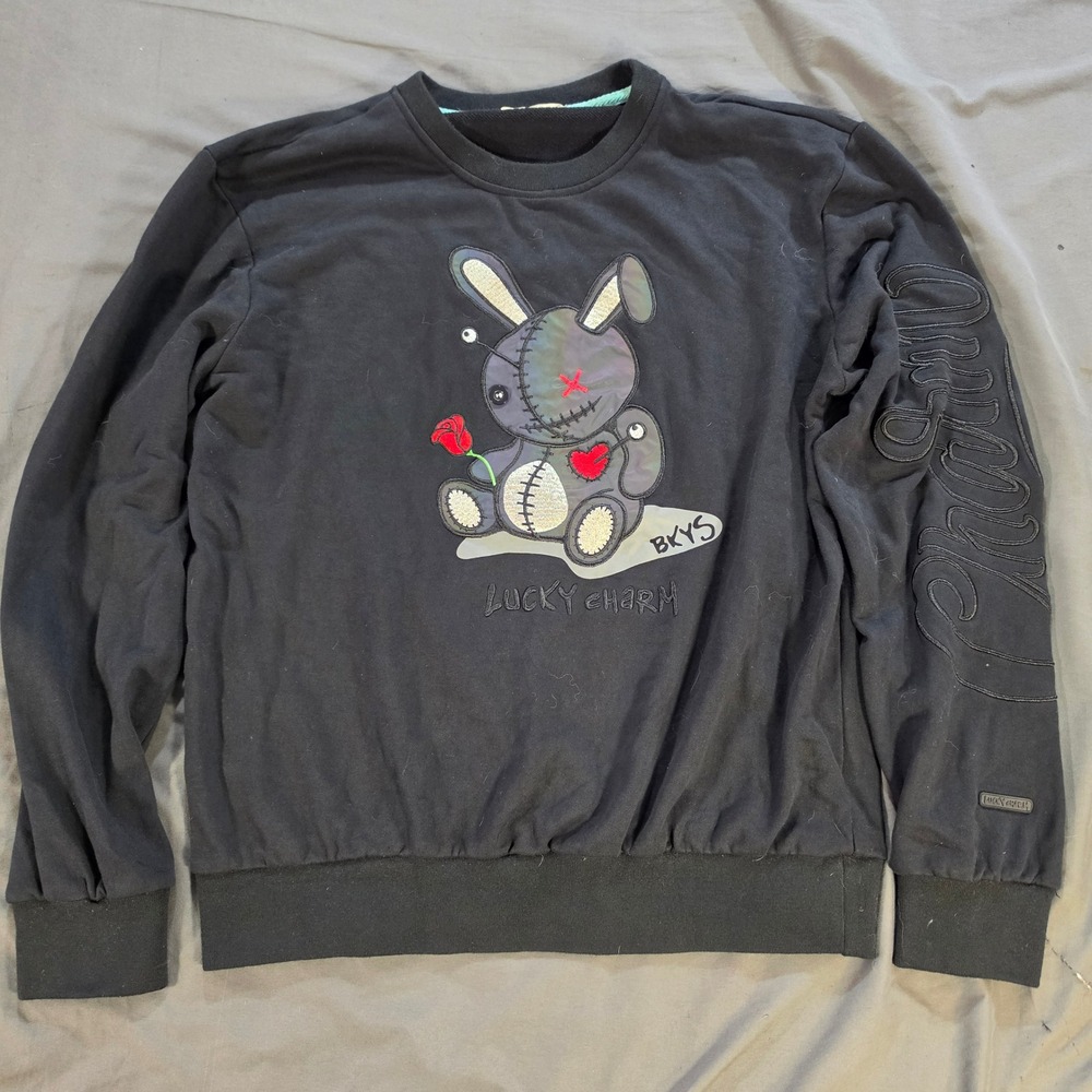 BKYS Lucky Charm Voodoo Bunny Graphic Sweatshirt Black Mens Large